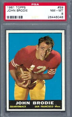 1961 年 Topps FB #059 PSA 8 John Brodie 新秀 49 人 59 — 第 1/2 张图片