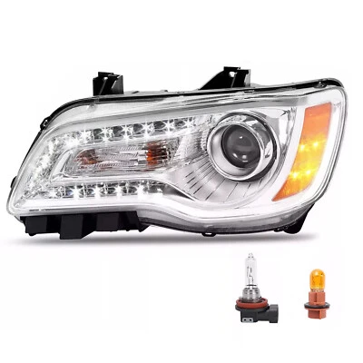 Faro proyector izquierdo para Chrysler 300 2015-23 cromo halógeno LED DRL Foto 1 de 4