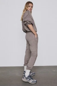 Zara Faux Suede Joggers Size XL - Picture 1 of 13
