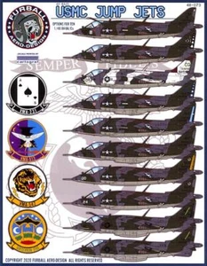 Furball Decals 1/48 MCDONNELL DOUGLAS AV-8A/C HARRIER USMC JUMP JETS - Picture 1 of 7