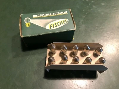 Lampadine auto d'epoca Dr. G. Fischer Autolicht Made in Germany 6V 3W SV7 NOS - Immagine 1 di 4