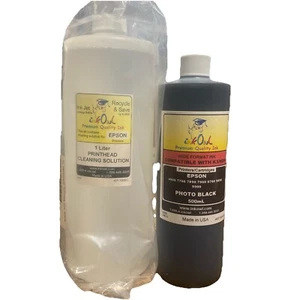 Ink Owl Photo Black 500ml & Printhead Cleaning Solution NEW - Picture 1 of 3