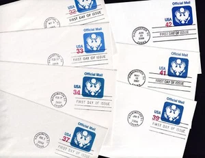 1995-2008 Official Mail 32c - 42c Sc UO88 thru UO94 stationery FDCs Fleetwood - Picture 1 of 3