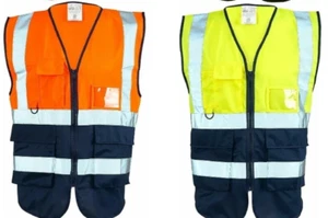 Hi Visibility Executive Weste Reißverschluss Tasche Weste - Bild 1 von 5