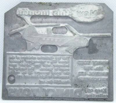 Placa de impresión de metal para helicóptero Dinky Toys 715 Bristol 173 para folleto publicitario Foto 1 de 3