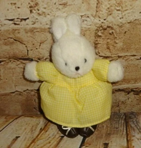 Botas de vestir marrones de gingham de felpa blanca conejo de Pascua 6,5" amarillas de peluche - Imagen 1 de 2