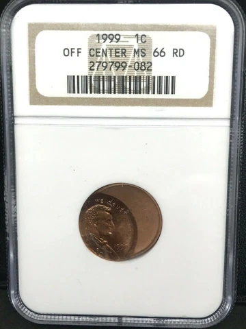 1999 LINCOLN CENT 1C STRUCK OFF CENTER NGC MS 66 RD MINT ERROR, RARE !!! Cover