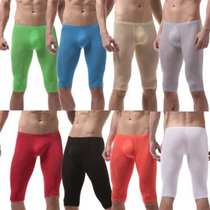 Hombres Ropa Interior de Seda de Hielo Pierna Larga Boxer Tronco Deportivo Pantalones Cortos Transpirables Parte Para Dormir - Imagen 1 de 46