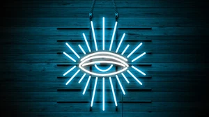 Eye Neon Light Sign Handmade Real Glass Tube Artwork Room Wall Hanging 17"x14" - Picture 1 of 5