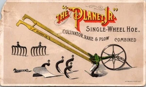 c1880s-1900s The Planet Jr Agriculture Single Wheel Hoe Victorian Trade Card - Picture 1 of 1