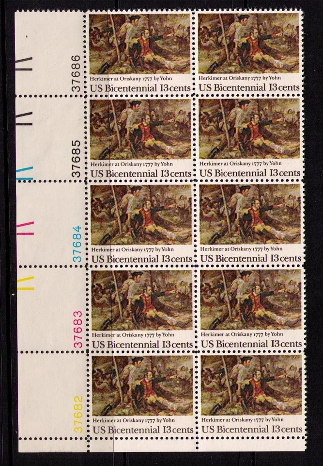US USA Sc# 1722 MNH FVF PLATE# BLOCK Herkimer at Oriskany Art - Image 1 of 1