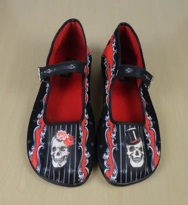 Hot Chocolate Design MaryJane Shoes40/9 SKULLS DAY OF DEAD Flor La Muerte Goth - Picture 1 of 8