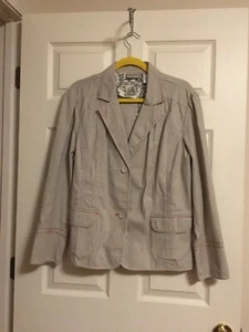 Chicos Size 3 (like Women 14-16) Striped Jacket Blazer, Pockets & Button Front - Bild 1 von 7