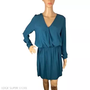 Marie Sixtine Blue Knee Length Shift Long Sleeve Silk Sheer Dress Size Medium - Picture 1 of 6