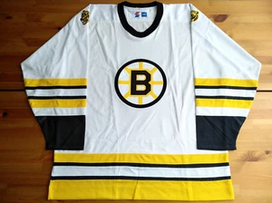 XL (52 CCM/56adi.) 1970s-80s Era Boston Bruins Home White Mesh Jersey Centennial - Picture 1 of 17