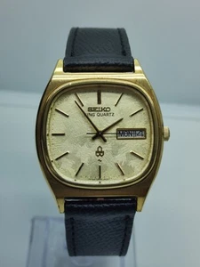 Vintage Seiko 5856-5020 KING QUARTZ Day Date Gold Dial (1978) Men Watch RARE - Picture 1 of 15