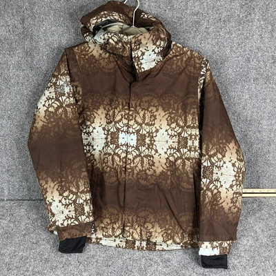  BSC Ski Jacket Womens Size Small Brown Patterned Hooded Waterproof Winter Coat - Image 1 of 4