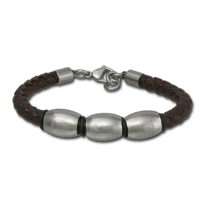 SilberDream Lederarmband Edelstahl Perle braun Leder Armband LAP007B - Bild 1 von 4