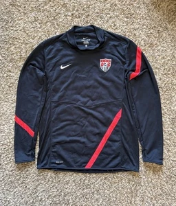 Nike US USA Soccer Long Sleeve Shirt Dri-Fit Blue Thick Polyester Size Large - Picture 1 of 9