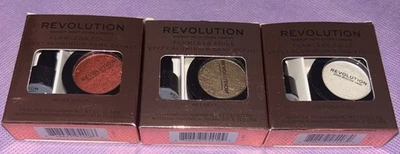 3 New Makeup Revolution Flawless Foils Eyeshadow, Rose Gold, Retreat, Unicorn! - Image 1 of 4
