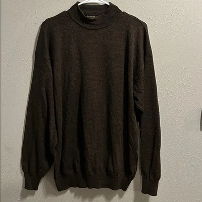 Vintage Bachrach Wool Dark Brown Heather Knit Mock Neck Sweater - Image 1 of 4