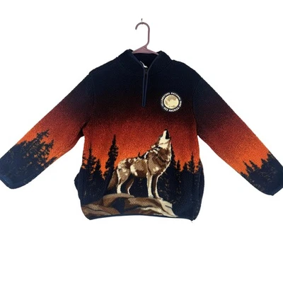 Pullover Parque Nacional Yellowstone Para Hombres Grande Wolf Sherpa Chaqueta de Vellón Exterior Foto 1 de 4