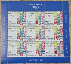 Azerbaijan Sheet of 9 stamps"Summer Olympic Games in Paris 2024" - Picture 1 of 1