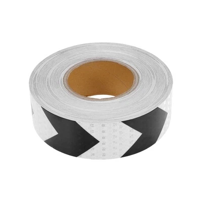 Nastro Riflettente 45m x 50mm Nero/Bianco PVC, 1 Pz per Sicurezza Visibilità - Immagine 1 di 4