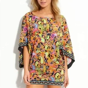 Trina Turk Multicolor Paisley Print Dress/Tunic/Swim Cover Small - Picture 1 of 7
