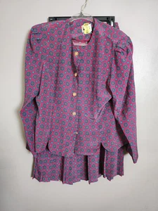 Conjunto Blusa y Falda Vintage Leslie Fay Dos Piezas Talla 14P - Imagen 1 de 7