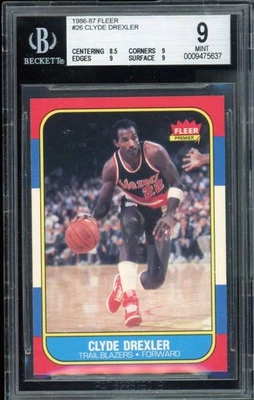 Clyde Drexler Rookie Card 1986-87 Fleer #26 BGS 9 - Image 1 of 2