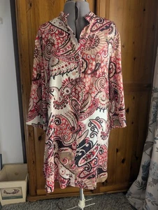 ZARA BASIC paisley print open neck long shirt dress silky./satin feel size S - Picture 1 of 7