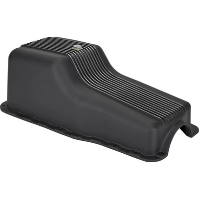 SBF 260-289-302 1962-1982 cárter de aceite con aletas, aluminio negro, cárter delantero Foto 1 de 4