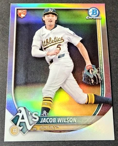 2025 Bowman Chrome Red Rookie RC Jacob Wilson Refractor #9 A's - Picture 1 of 2