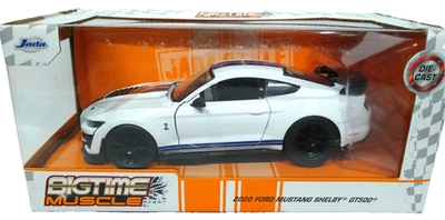 2020 Ford Mustang Shelby GT500 Bigtime Muscle Jada 1/24 Diecast White Blue 32663 - Image 1 of 4
