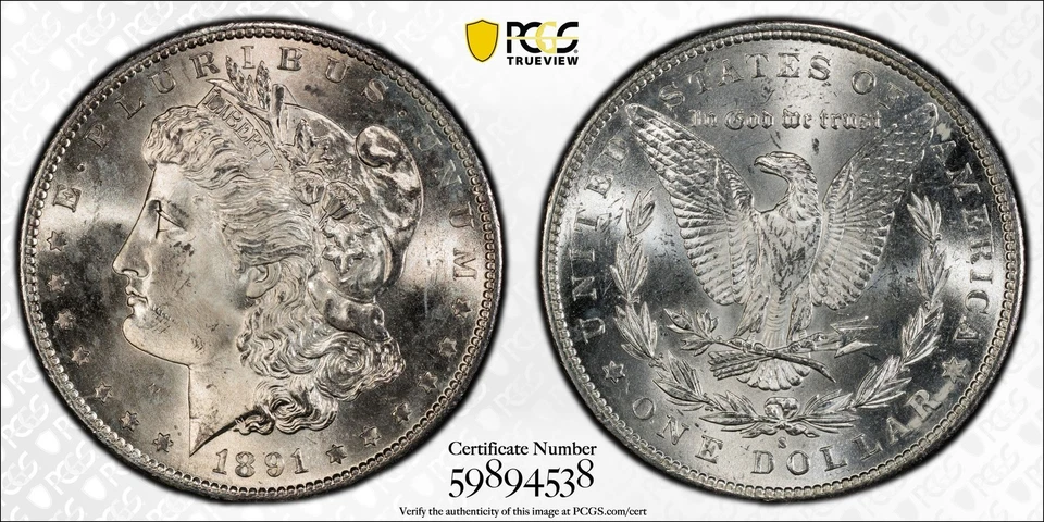1891 S Morgan Silver Dollar PCGS MS-65 - Image 1 of 1