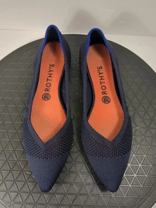 Rothy's The Point Maritime Navy Blue Lattice Stitch Flat Shoe Washable Sz 10.5 - Bild 1 von 7