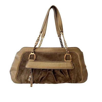 CARTIER Gold Leather & Brown Suede Shoulder Bag - Image 1 of 4