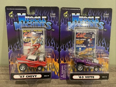 Muscle Machines Cartoons 1/64 Chevy Lot of 2 - 63 Vette & 57 Chevy New and Seal - Image 1 of 4