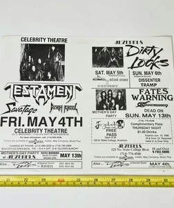 TESTAMENT FATES WARNING DEATH ANGEL HEAVY METAL VOLANTINO VINTAGE CONCERTO ROCK poster 45 - Foto 1 di 12