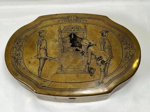 Antique Candy Box Schraffts Solid Brass Victorian Lady In Foot Carriage 7.5"x5" - Picture 1 of 24