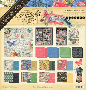 GRAPHIC 45 - KEEPSAKE EDITION - FLUTTER - 12"X12" PAPER, EPHEMERA, STICKERS - Picture 1 of 19