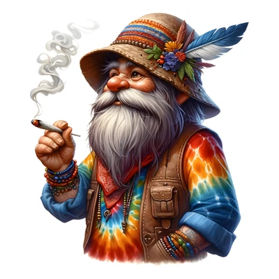 Calcomanía de vinilo para ventana de coche hippie 420 gnomo fumador marihuana resistente a la intemperie Foto 1 de 4