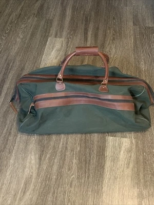 Vintage Orvis Battenkill Canvas Duffle Bag Green Leather 26" *HAS WEAR* - Image 1 of 4