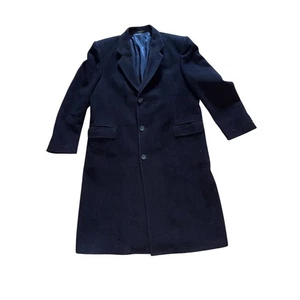 Jacobson's Mens Vintage Black Wool Cashmere Long Overcoat 42R Careercore capsule - Picture 1 of 7