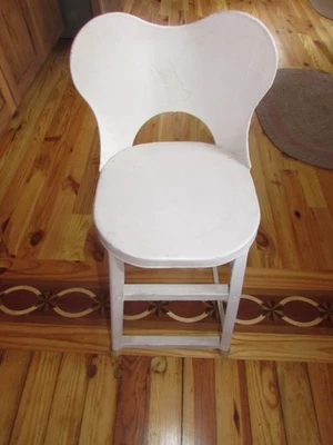 ANTIQUE ALL METAL CHILDS FARMHOUSE TALL STOOL CHAIR 31" TALL 1930s EXCEPTIONAL - Image 1 of 4