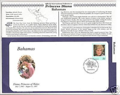 BAHAMAS PRINCESA DIANA MEMORIAL PRIMER DÍA CUBIERTA (8563) Foto 1 de 1