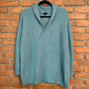 Talbots Schalkragen Pullover Damen Größe L Blau Oversize Strickpullover Wolle - Bild 1 von 7