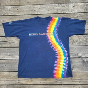 Vintage Harley-Davidson Missoula, MT Double Sided Tie Dye Tee Shirt Sz L/XL Read - Picture 1 of 6