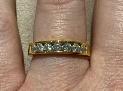 1.3 Carat Lab Created Diamond Half Eternity Ring 14k Gold Plated 925 Size N - Image 1 of 4